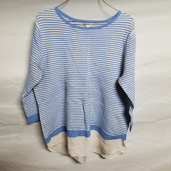 croft & barrow Tops - Croft & Barrow Sky Blue and White Striped Top